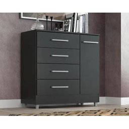 Cômoda 4 Gavetas 1 Porta Laura Onix - Quarta Divisão - 1