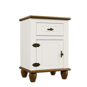 Mesa de Cabeceira Retrô Off White/nogueira