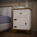 Ver imagem 2 de Mesa de Cabeceira Retrô Off White/nogueira