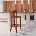 Ver imagem 1 de Banqueta Alta Com Encosto Valentina 36 x 100 Cm Bancada Madeira Maciça Verniz Imbuia - RMI