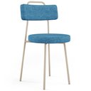 Ver imagem 3 de Kit 02 Cadeiras Decorativas Estofada Sala Jantar Barcelona Arena L02 Linho Azul - Lyam