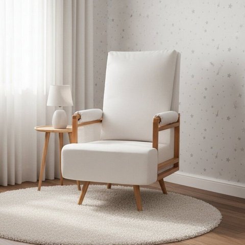 Poltrona de Amamentação Fixa com 4 Pés Mila Bege Off White
