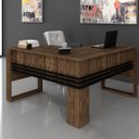 Ver mais imagens de Conjunto Escritório Completo Mesa em L Gaveteiro e Balcão Cor: Nogal com Preto