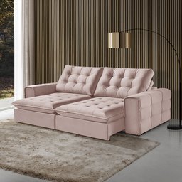 Sofá Retrátil e Reclinável Galliano 2,90m - Fortbello Estofados:rose - 3
