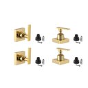 Ver imagem 1 de Kit 4 Acabamento para Registro Chuveiro Quadrado Alavanca Dourado Brilhante Banheiro Padrão Docol