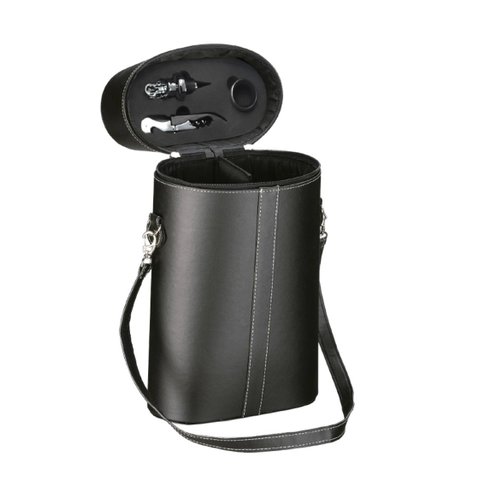 Maleta Courino Porta 2 Garrafas Vinho Espumante + Acessórios