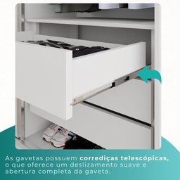 Guarda Roupas Casal 100% Mdf 6 Portas 5 Gavetas Moscou Ripado - Mais Móveis Neve - 8