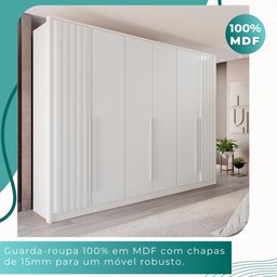 Guarda Roupas Casal 100% Mdf 6 Portas 5 Gavetas Moscou Ripado - Mais Móveis Neve - 6