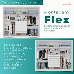 Guarda Roupas Casal 100% Mdf 6 Portas 5 Gavetas Moscou Ripado - Mais Móveis Neve - 4