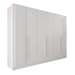 Guarda Roupas Casal 100% Mdf 6 Portas 5 Gavetas Moscou Ripado - Mais Móveis Neve - 1