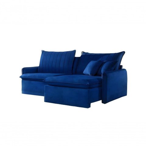 Sofá Madri Cama Retrátil e Reclinável 200cm - Azul
