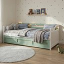 Ver imagem 1 de Bicama Infantil com Cama Auxiliar e Rodízio Madeira Maciça Londrina Branco/Verde