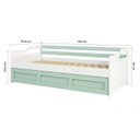 Ver imagem 3 de Bicama Infantil com Cama Auxiliar e Rodízio Madeira Maciça Londrina Branco/Verde