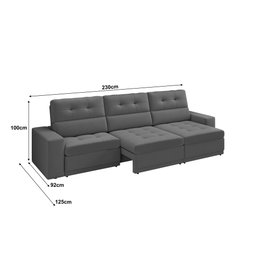 Sofá Roma Premium 2,30m Assento Retrátil/reclinável Suede Cinza Xflex Sofás - 2