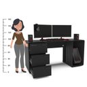 Ver mais imagens de Mesa Gamer XT Racer Expert 3 Gavetas 1 Nicho 157cm Preto E Prata