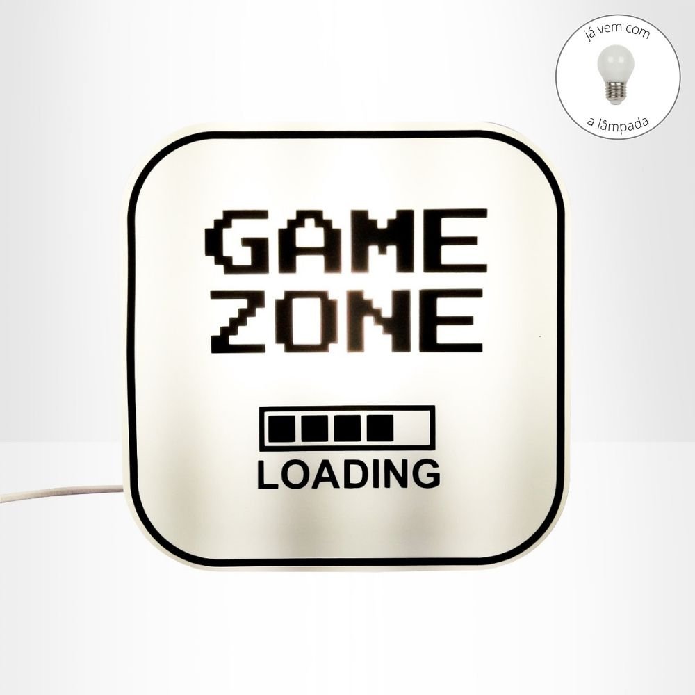Luminária Abajur Box DecorFun Game Zone Fã Vídeo Game Jogo Eletrônico com Lâmpada LED
