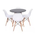 Ver imagem 1 de Conjunto de Mesa de Jantar Eames Eiffel Redonda 110cm Tampo de Madeira Preto com 4 Cadeiras Brancas