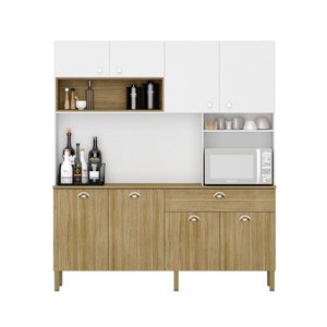 Armário de Cozinha Compacta Core - Mdf/mdp 8 Portas 1 Gaveta com Nichos Decorativos - Kits Paraná