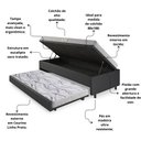 Ver imagem 5 de Bicama Box Baú Solteiro 88x188 Corino Linho com Colchão de Espuma Ecoline D20 Ecoflex