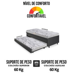 Bicama Box Baú Solteiro 88x188 Corino Linho com Colchão de Espuma Ecoline D20 Ecoflex - 7
