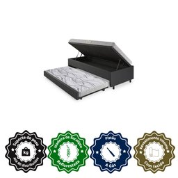 Bicama Box Baú Solteiro 88x188 Corino Linho com Colchão de Espuma Ecoline D20 Ecoflex - 6