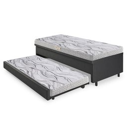 Bicama Box Baú Solteiro 88x188 Corino Linho com Colchão de Espuma Ecoline D20 Ecoflex - 9