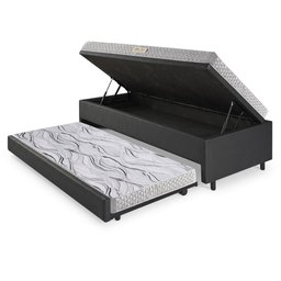Bicama Box Baú Solteiro 88x188 Corino Linho com Colchão de Espuma Ecoline D20 Ecoflex - 4
