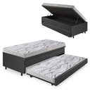 Ver imagem 1 de Bicama Box Baú Solteiro 88x188 Corino Linho com Colchão de Espuma Ecoline D20 Ecoflex