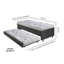 Ver imagem 2 de Bicama Box Baú Solteiro 88x188 Corino Linho com Colchão de Espuma Ecoline D20 Ecoflex