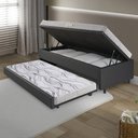 Ver imagem 3 de Bicama Box Baú Solteiro 88x188 Corino Linho com Colchão de Espuma Ecoline D20 Ecoflex