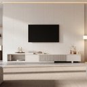 Ver imagem 1 de Rack Extensível Ripado com Painel TV 86 Polegadas Planejado 320x250cm Aruá CabeCasa MadeiraOriginals Off White