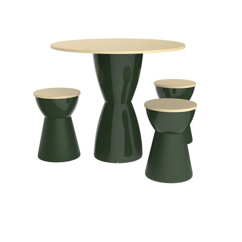 Conjunto Mesa Tampo Pinus e 3 Banquetas Fit