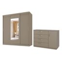 Ver imagem 2 de Kit Guarda Roupas 3 Portas e Cômoda Araçá CabeCasa MadeiraOriginals Cinza/Fendi