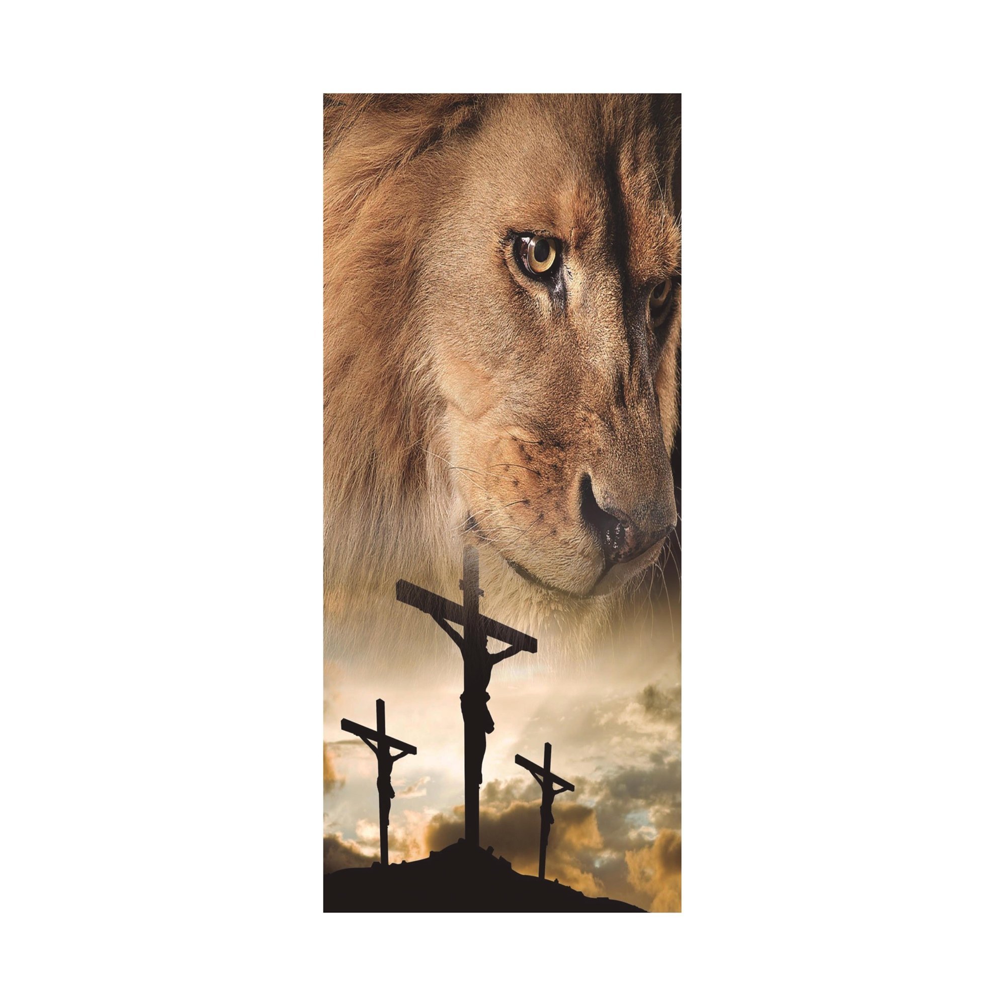 Adesivo Decorativo Porta Leão de Judá Rei Poder Cruz - 1