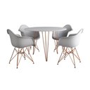 Ver imagem 6 de Mesa Jantar Redonda 90cm Branca Clips 3 Pés com 4 Poltronas Brancas Base Cobre Branco
