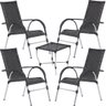 Conjunto de 4 Cadeiras e Mesa de Centro Área Externa Resistente a Chuva e Sol Trama Original - 1