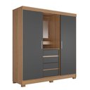 Ver imagem 2 de Guarda-roupa Italo Casal 2 Portas de Correr com Espelho Carvalho com Grafite