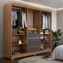 Ver imagem 3 de Guarda-roupa Italo Casal 2 Portas de Correr com Espelho Carvalho com Grafite