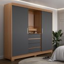 Ver imagem 1 de Guarda-roupa Italo Casal 2 Portas de Correr com Espelho Carvalho com Grafite