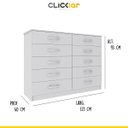 Ver imagem 3 de Cômoda Grande 10 Gavetas Quarto Casal 93 Cm MDP Branco - ClickLar