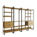 Ver imagem 2 de Guarda Roupa Aberto Industrial Casal Modulado Completo Canela Cabideiro com Gavetas Ferro Preto