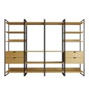 Ver imagem 3 de Guarda Roupa Aberto Industrial Casal Modulado Completo Canela Cabideiro com Gavetas Ferro Preto