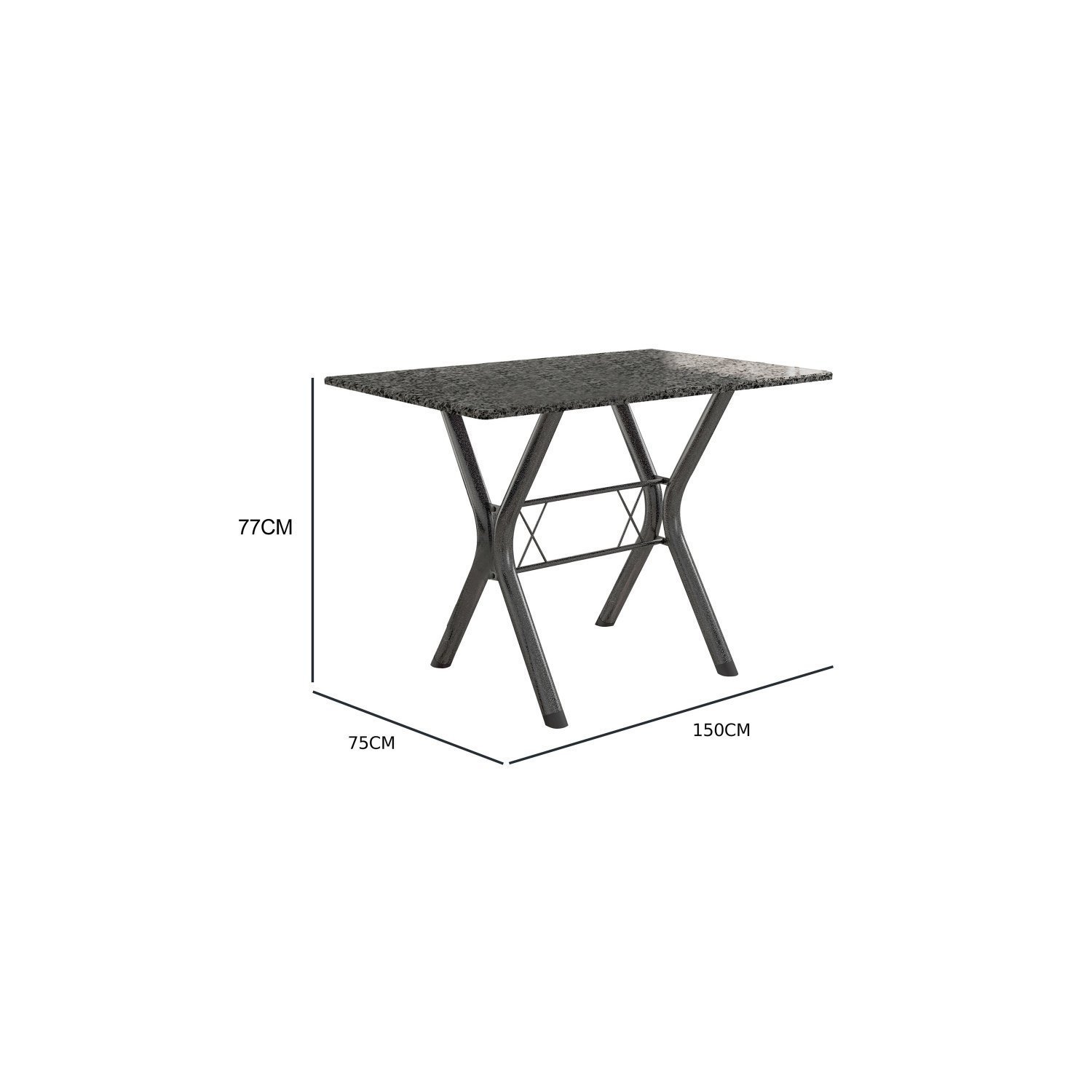 Conjunto Mesa Miami 150cm Granito 6 Cadeiras Santiago Assento Courino - 6
