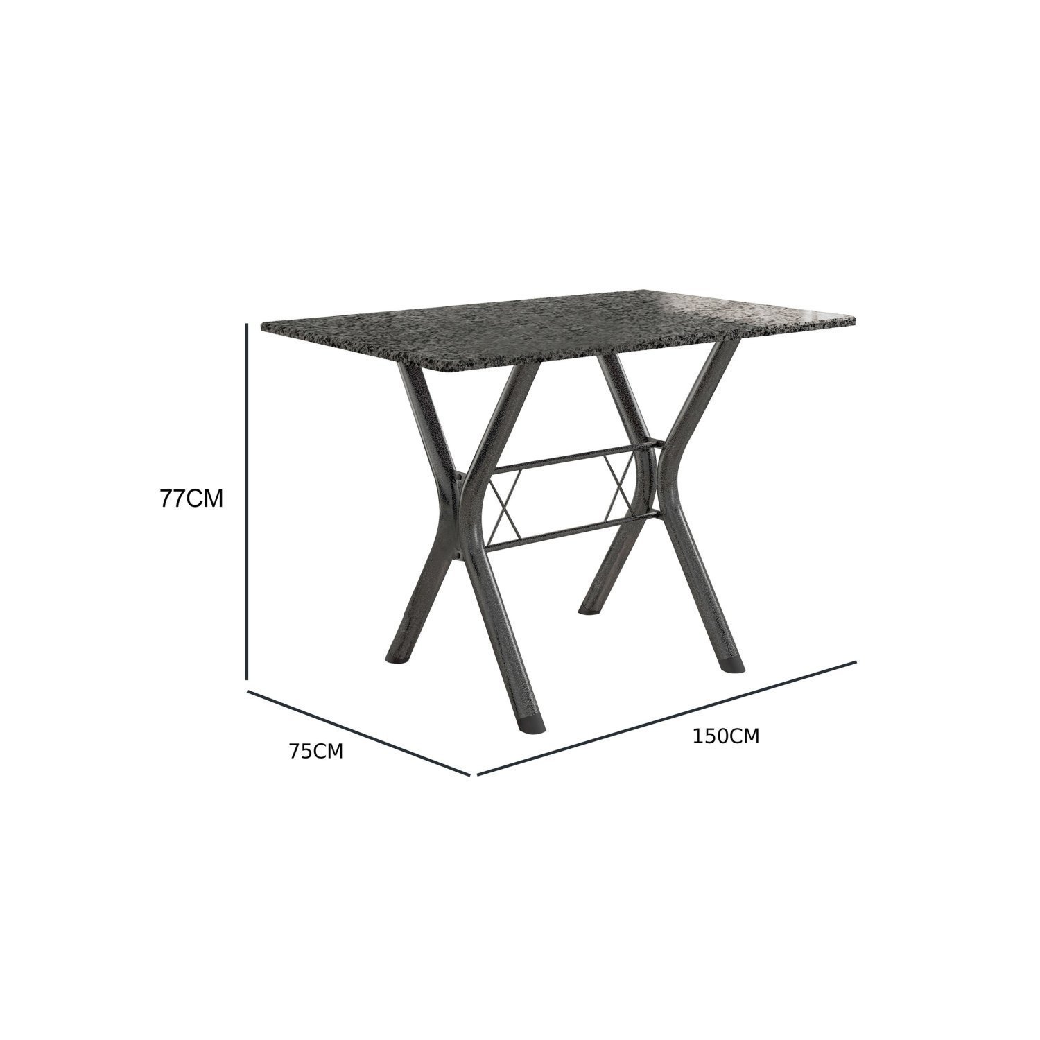Conjunto Mesa Miami 150cm Granito 6 Cadeiras Santiago Assento Courino - 6