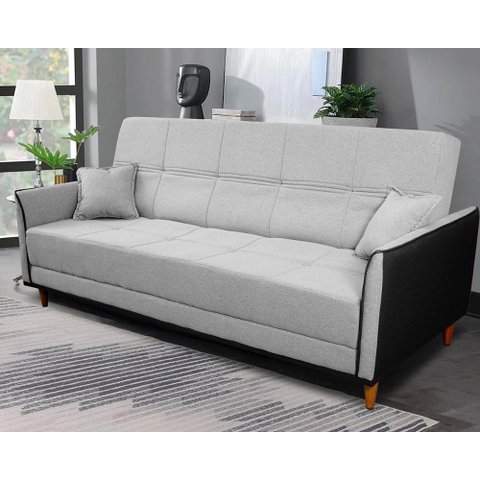 Sofá Cama Sérvia 2,00m Cinza Linho Rústico - King House