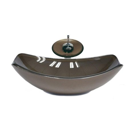 Cuba de Vidro Oval 51cm + Valvula + Torneira Cascata