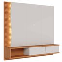 Ver imagem 1 de Painel para Tv 65 Pol Bancada Suspensa Led Patmos C04 Off White Matte Freijó - Lyam Decor