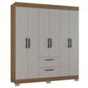 Ver imagem 1 de Guarda Roupa Casal Tóquio 6 Portas Castanho Off White - Poquema