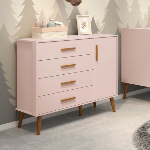Cômoda Sapateira Infantil 4 Gavetas 1 Porta Isis 
