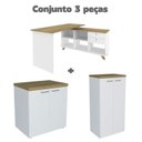 Ver imagem 2 de Conjunto 3 Peças Escrivaninha em L Gold com Armário Alto e Baixo Toq Olmo Branco Artany